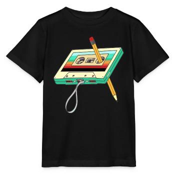 Cassette Tape Pencil 1980s Retro Vintage - Stanley/Stella MINI CREATOR Kids’ T-Shirt - black - Front - Mikhail (115cm)