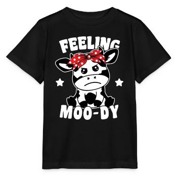 Vache mignonne se sentant lunatique, jeu de mots drôle - T-shirt bio MINI CREATOR Stanley/Stella Enfant - noir - Devant - Mikhail (115cm)