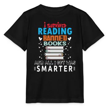 Womens I Survived Reading Banned Books - Stanley/Stella MINI CREATOR Kids’ T-Shirt - black - Front - Mikhail (115cm)