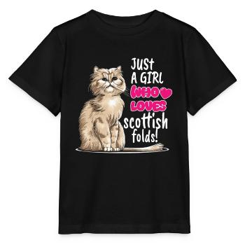 Scottish Fold Cat - Stanley/Stella MINI CREATOR Kids’ T-Shirt - black - Front - Mikhail (115cm)