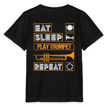 Coole Trompetenkunst Silhouette Lustiger Messing Slogan - Stanley/Stella Kinder T-Shirt MINI CREATOR  - Schwarz - Vorne - Mikhail (115cm)