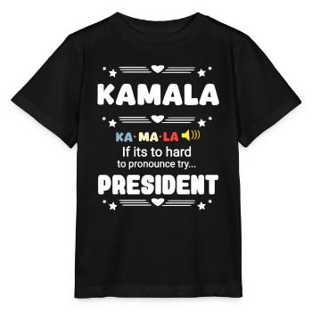 Kamala Präsident lustig schwer auszusprechen - Stanley/Stella Kinder T-Shirt MINI CREATOR  - Schwarz - Vorne - Mikhail (115cm)