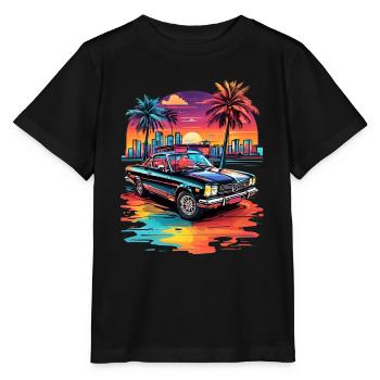 Retro Car Cruiser at sunset - Stanley/Stella MINI CREATOR Kids’ T-Shirt - black - Front - Mikhail (115cm)