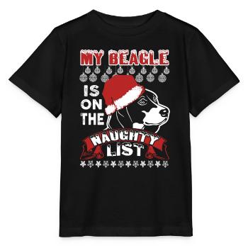 My Beagle Is On The Naughty List Funny Christmas - Stanley/Stella MINI CREATOR Kids’ T-Shirt - black - Front - Mikhail (115cm)