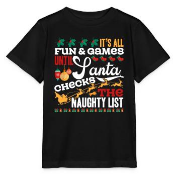 Christmas Santa Checks The Naughty List - Stanley/Stella MINI CREATOR Kids’ T-Shirt - black - Front - Mikhail (115cm)