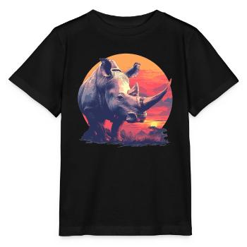 Rhino Nashörner Nashorn - Stanley/Stella Kinder T-Shirt MINI CREATOR  - Schwarz - Vorne - Mikhail (115cm)