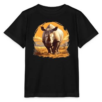 Rhino Nashörner Nashorn - Stanley/Stella Kinder T-Shirt MINI CREATOR  - Schwarz - Vorne - Mikhail (115cm)