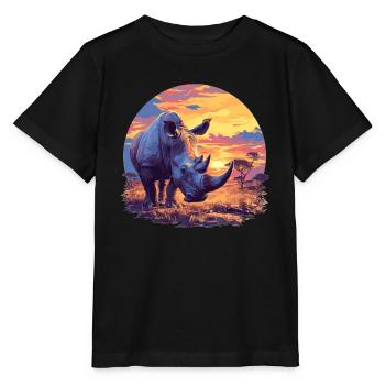 Rhino Nashörner Nashorn - Stanley/Stella Kinder T-Shirt MINI CREATOR  - Schwarz - Vorne - Mikhail (115cm)
