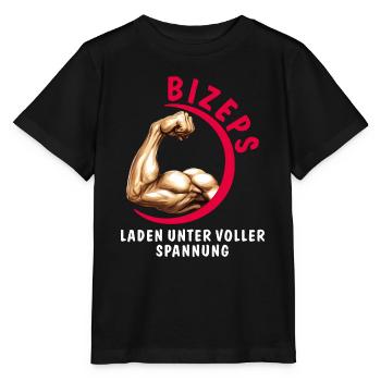 BIZEPS LADEN UNTER VOLLER SPANNUNG - Stanley/Stella Kinder T-Shirt MINI CREATOR  - Schwarz - Vorne - Mikhail (115cm)