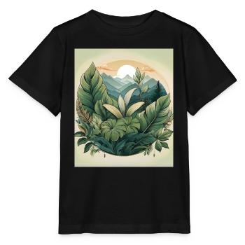 Scenic Botanical Nature Illustration - Stanley/Stella MINI CREATOR Kids’ T-Shirt - black - Front - Mikhail (115cm)