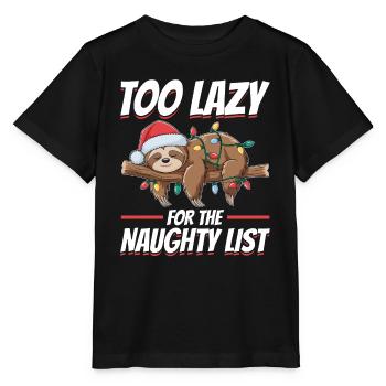 Sloth Christmas Too Lazy for the Naughty List - Stanley/Stella MINI CREATOR Kids’ T-Shirt - black - Front - Mikhail (115cm)