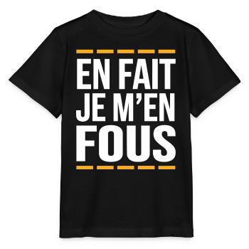 En fait, je m'en fous - T-shirt bio MINI CREATOR Stanley/Stella Enfant - noir - Devant - Mikhail (115cm)