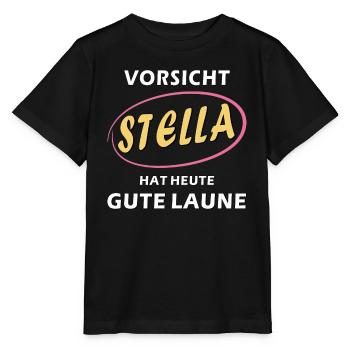 CAUTION: STELLA IS IN A GOOD MOOD - Stanley/Stella MINI CREATOR Kids’ T-Shirt - black - Front - Mikhail (115cm)