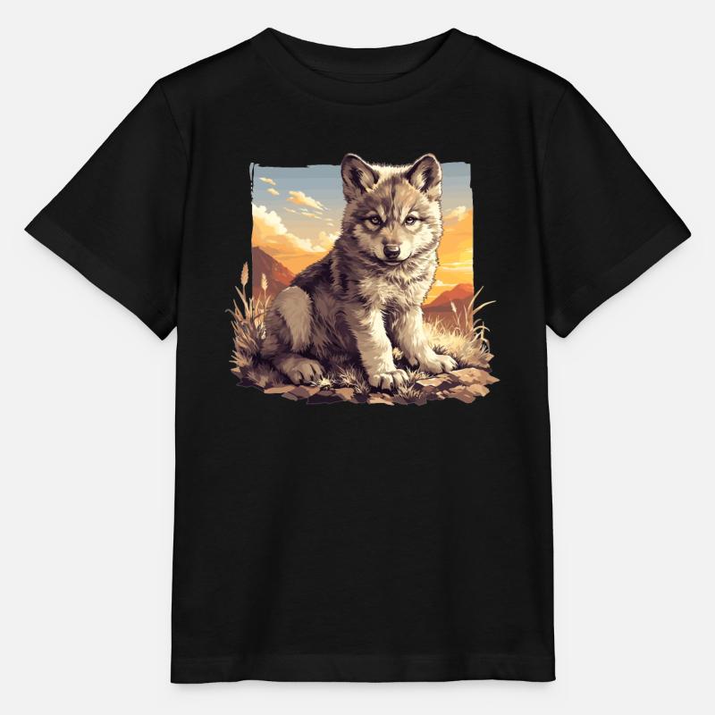 Wölfe Wolf - Stanley/Stella Kinder T-Shirt MINI CREATOR - Schwarz