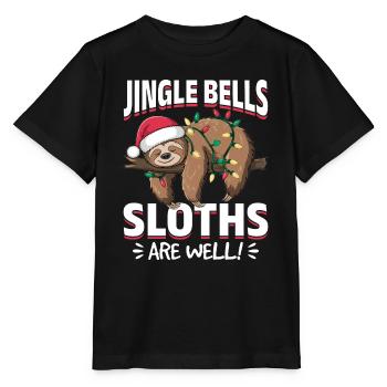 Sloth Christmas Animal Jingle bells sloths as well - Stanley/Stella Kinder T-Shirt MINI CREATOR  - Schwarz - Vorne - Mikhail (115cm)