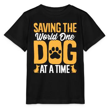 Sauver le monde, un chien à la fois : un animal drôle - T-shirt bio MINI CREATOR Stanley/Stella Enfant - noir - Devant - Mikhail (115cm)