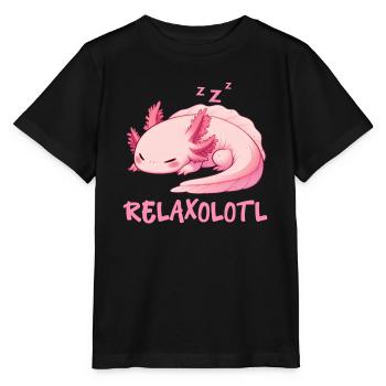 Relaxolotl Axolotl Lève-tard Dormir Se détendre - T-shirt bio MINI CREATOR Stanley/Stella Enfant - noir - Devant - Mikhail (115cm)