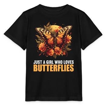 Butterfly Butterflies Butterfly - Stanley/Stella MINI CREATOR Kids’ T-Shirt - black - Front - Mikhail (115cm)