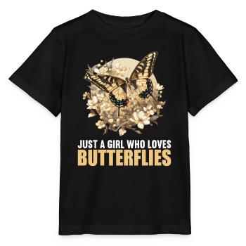Butterfly Butterflies Butterfly - Stanley/Stella MINI CREATOR Kids’ T-Shirt - black - Front - Mikhail (115cm)
