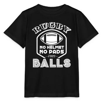 Rugby No Helmet No Pads Just Balls - Stanley/Stella MINI CREATOR Kids’ T-Shirt - black - Front - Mikhail (115cm)