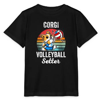 Corgi Volleyball Setter Funny Canine Volleyball - Stanley/Stella MINI CREATOR Kids’ T-Shirt - black - Front - Mikhail (115cm)