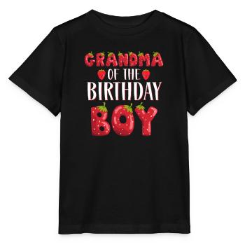 Grandma Of The Birthday Boy Strawberry First Bday - Stanley/Stella MINI CREATOR Kids’ T-Shirt - black - Front - Mikhail (115cm)