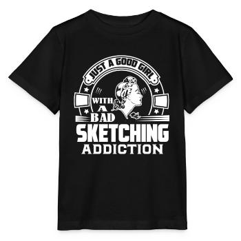 Sketching Good Girl With A Bad Sketching Addiction - Stanley/Stella MINI CREATOR Kids’ T-Shirt - black - Front - Mikhail (115cm)