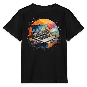 Laptop Calculator Computer - Stanley/Stella MINI CREATOR Kids’ T-Shirt - black - Front - Mikhail (115cm)