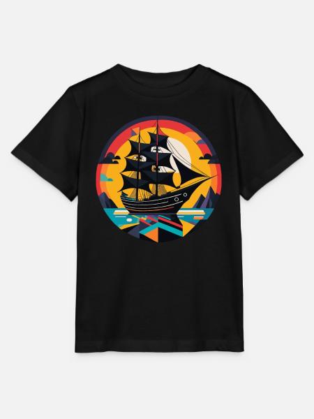 Segelschiff, Fregatte, Boot - Stanley/Stella Kinder T-Shirt MINI CREATOR - Schwarz