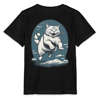 Cat in the Leap - Stanley/Stella MINI CREATOR Kids’ T-Shirt - black - Front - Mikhail (115cm)