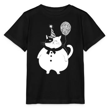 Katze feiert Geburtstag - Stanley/Stella Kinder T-Shirt MINI CREATOR  - Schwarz - Vorne - Mikhail (115cm)