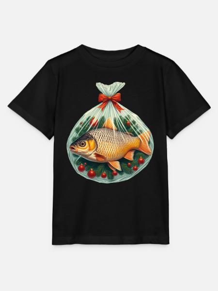 karpfen, weihnachten, angler, weihnachtskarpfen - Stanley/Stella Kinder T-Shirt MINI CREATOR  - Schwarz