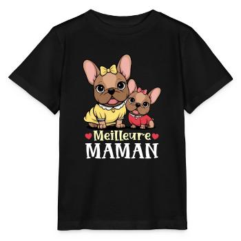 Bouledogue Français Duo Mère Fille - T-shirt bio MINI CREATOR Stanley/Stella Enfant - noir - Devant - Mikhail (115cm)