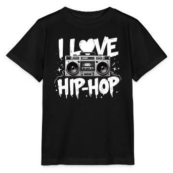 J’aime le hip hop Hip hop Musique hip hop Boombox Rap - T-shirt bio MINI CREATOR Stanley/Stella Enfant - noir - Devant - Mikhail (115cm)