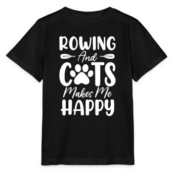 L’aviron et les chats me rendent heureux Barreur drôle - T-shirt bio MINI CREATOR Stanley/Stella Enfant - noir - Devant - Mikhail (115cm)