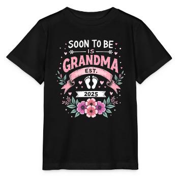 Soon grandma, soon to be grandma - Stanley/Stella MINI CREATOR Kids’ T-Shirt - black - Front - Mikhail (115cm)