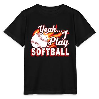 Yeah I Play Softball - Stanley/Stella MINI CREATOR Kids’ T-Shirt - black - Front - Mikhail (115cm)