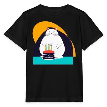 Cat celebrates fifth birthday - Stanley/Stella MINI CREATOR Kids’ T-Shirt - black - Front - Mikhail (115cm)