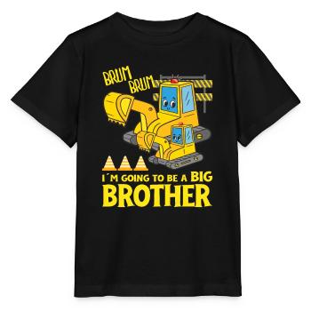 Excavator Child Ready Going To Be A Big Brother - Stanley/Stella MINI CREATOR Kids’ T-Shirt - black - Front - Mikhail (115cm)