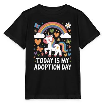 Aujourd’hui, c’est mon jour d’adoption Maman drôle d’adoption - T-shirt bio MINI CREATOR Stanley/Stella Enfant - noir - Devant - Mikhail (115cm)