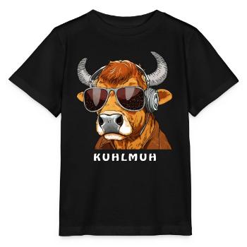 VACHE AVEC LUNETTES DE SOLEIL KUHLMUH - T-shirt bio MINI CREATOR Stanley/Stella Enfant - noir - Devant - Mikhail (115cm)