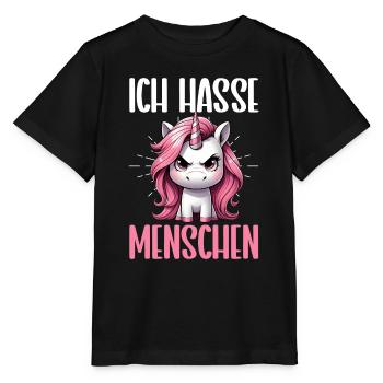 Je déteste les gens drôle licorne doigt puant - T-shirt bio MINI CREATOR Stanley/Stella Enfant - noir - Devant - Mikhail (115cm)
