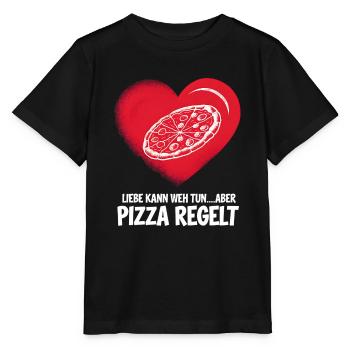 Love Hurts Breakup Valentine's Day Pizza Regulates - Stanley/Stella MINI CREATOR Kids’ T-Shirt - black - Front - Mikhail (115cm)