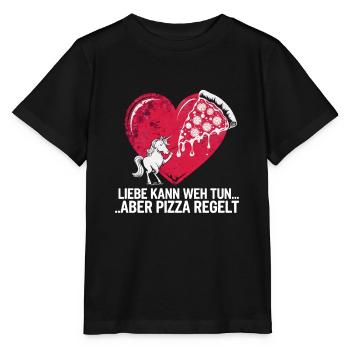 Love Hurts Breakup Valentine's Day Pizza Regulates - Stanley/Stella MINI CREATOR Kids’ T-Shirt - black - Front - Mikhail (115cm)