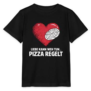 Love Hurts Breakup Valentine's Day Pizza Regulates - Stanley/Stella MINI CREATOR Kids’ T-Shirt - black - Front - Mikhail (115cm)