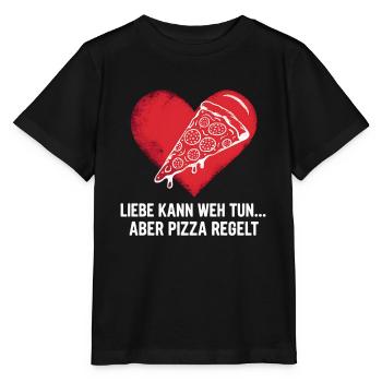 Love Hurts Breakup Valentine's Day Pizza Regulates - Stanley/Stella MINI CREATOR Kids’ T-Shirt - black - Front - Mikhail (115cm)