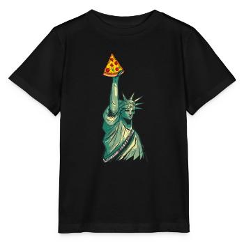 Statue de la Liberté avec torche à pizza Artwork Nouveau - T-shirt bio MINI CREATOR Stanley/Stella Enfant - noir - Devant - Mikhail (115cm)