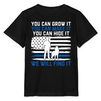 Lustige Strafverfolgung USA Flagge Hunde Polizei - Stanley/Stella Kinder T-Shirt MINI CREATOR  - Schwarz - Vorne - Mikhail (115cm)