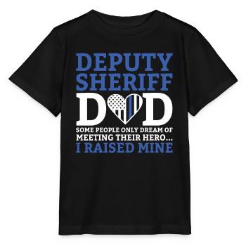 Stellvertreter Vater Strafverfolgung Lustiger Sheriff Vater - Stanley/Stella Kinder T-Shirt MINI CREATOR  - Schwarz - Vorne - Mikhail (115cm)