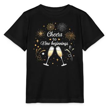 Cheers to New Beginnings – Festliches Silvester - Stanley/Stella Kinder T-Shirt MINI CREATOR  - Schwarz - Vorne - Mikhail (115cm)